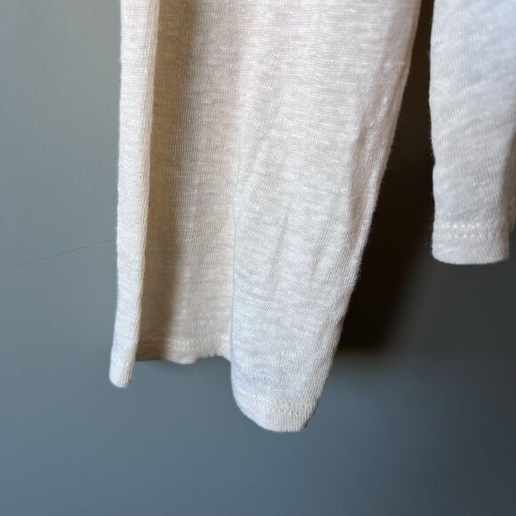 Eileen Fisher Shirt Womens Large Beige Organic Linen Long Sleeve Scoop Neck - Picture 5 of 12